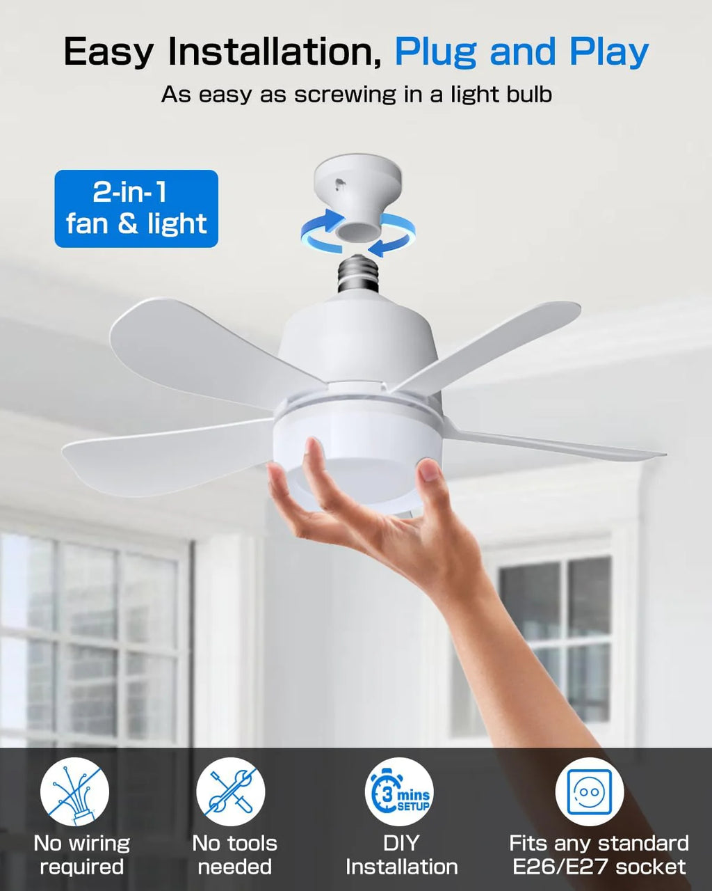 Ventilador de Techo con Luz LED Zen — Frescura e Iluminación en Perfecta Armonía