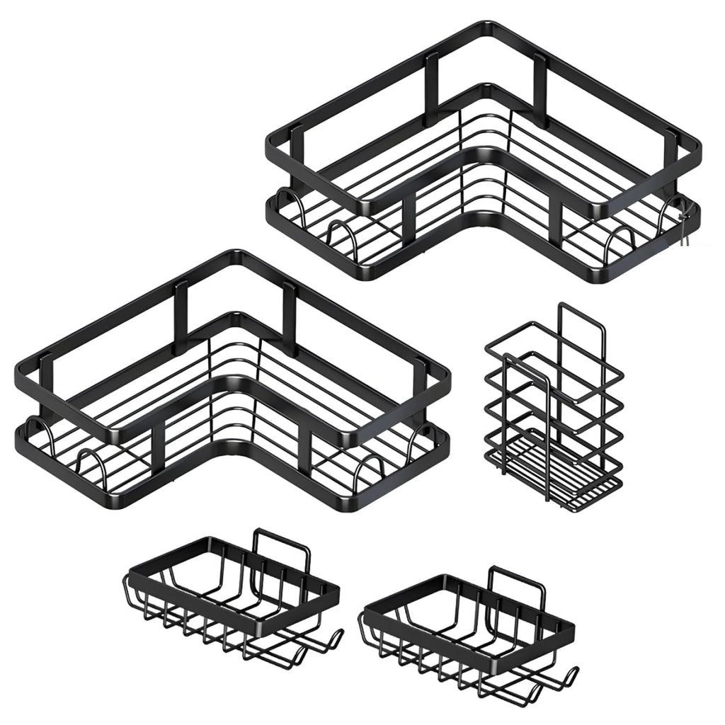 Organizador de Baño Esquinero — Set 5 Piezas sin Perforaciones