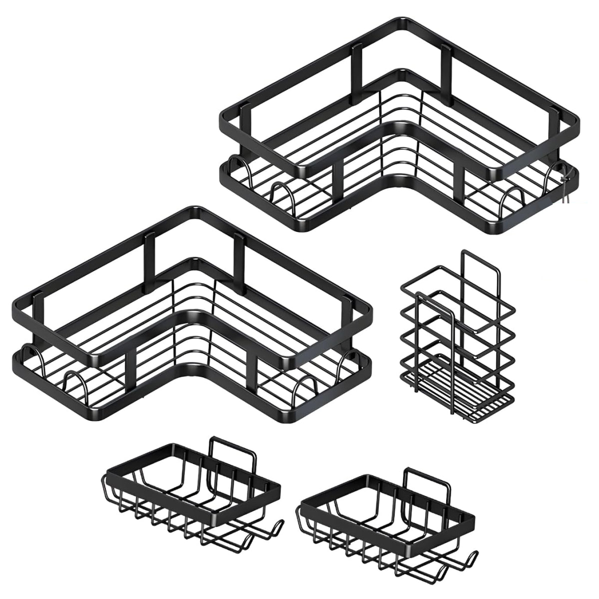 Organizador de Baño Esquinero — Set 5 Piezas sin Perforaciones