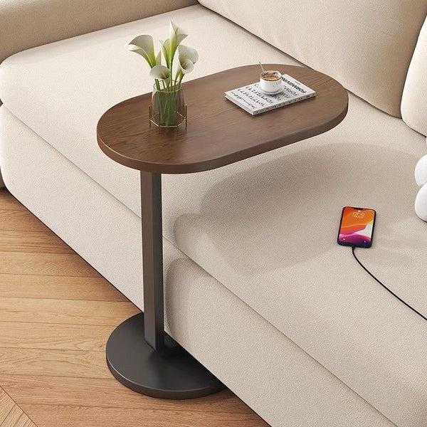 Mesa Auxiliar Ovalada Nórdica — Madera y Metal en Perfecta Armonía